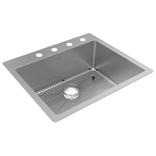 Elkay Crosstown 18 Gauge Stainless Steel 25" x 22" x 9" 4-Hole Single Bowl Dual Mount Sink Kit Elkay Crosstown 18 Gauge Stainless Steel 25" x 22" x 9" 4-Hole Single Bowl Dual Mount Sink Kit