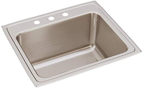 Elkay Lustertone Classic Stainless Steel 25" x 22" x 12-1/8" 3-Hole Single Bowl Drop-in Sink