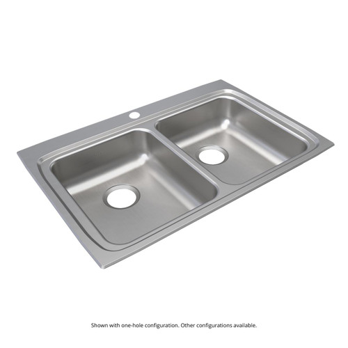 Elkay Lustertone Classic Stainless Steel 33" x 22" x 6-1/2", 4-Hole Equal Double Bowl Drop-in ADA Sink