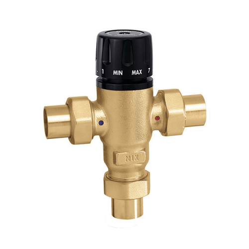 Caleffi 521509A MixCal Adjustable Thermostatic and Pressure Balanced Mixing Valve (sweat, with temperature gauge) 3/4" Sweat