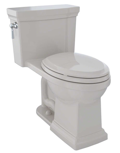 TOTO MS814224CEFG#12 Promenade II One-Piece Elongated 1.28 GPF Universal Height Toilet with CeFiONtect: Sedona Beige
