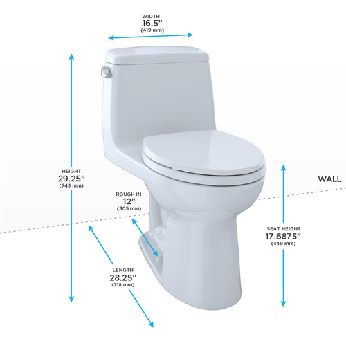 Toto TOTO MS854114ELG#01 Eco UltraMax One-Piece Elongated 1.28 GPF ADA Compliant Toilet with CeFiONtect Cotton White