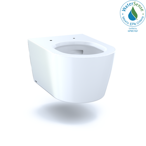 TOTO RP Wall-Hung Contemporary D-Shape Dual Flush 1.28 and 0.9 GPF Toilet with CeFiONtect - Cotton White - CT447CFG#01