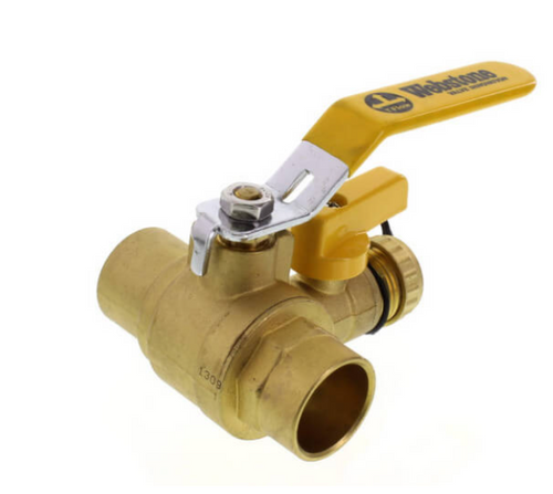 Webstone 50614 Pro-Pal Series 1" C x C Ball Valve with Drain Outlet