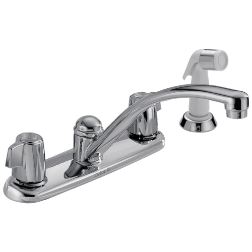 Delta 2400LF Two Handle Kitchen Faucet with Spray Chrome