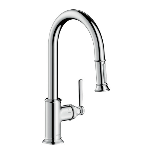 AXOR 16581801  Montreux 2-Spray HighArc Kitchen Faucet, Pull-Down Steel Optik