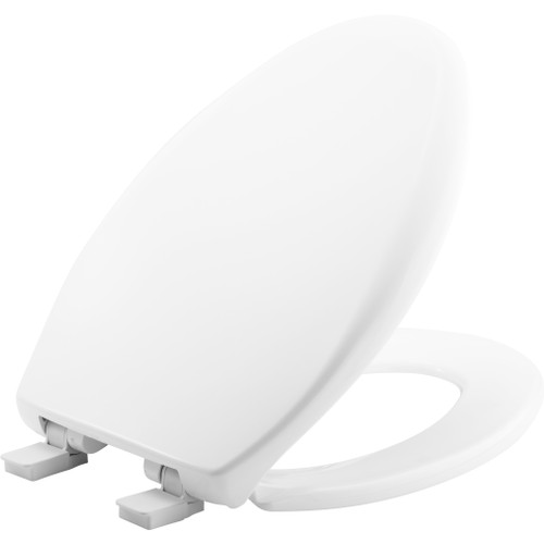 Bemis 1200E4 000 Affinity Elongated Plastic Toilet Seat in White with STA-TITE Seat Fastening System, EasyClean, WhisperClose, Precision Seat Fit Adjustable Hinge and Super Grip Bumpers