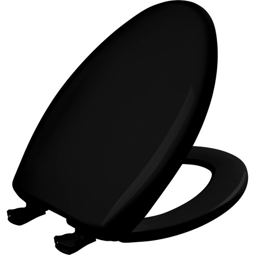 Bemis 1200SLOWT 047 Elongated Plastic Toilet Seat in Black with STA-TITE Seat Fastening System, EasyClean and WhisperClose Hinge