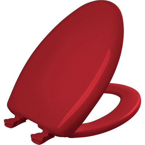 Bemis 1200SLOWT 153 Elongated Plastic Toilet Seat in Red with STA-TITE Seat Fastening System, EasyClean and WhisperClose Hinge