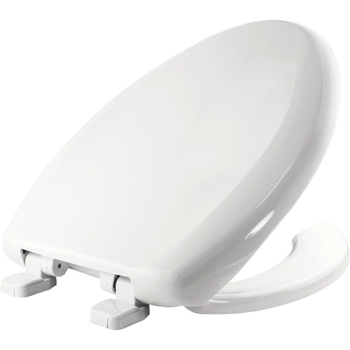 Bemis 1250TTA 000 Elongated Plastic Open Front With Cover Toilet Seat in White with Top-Tite Hinge