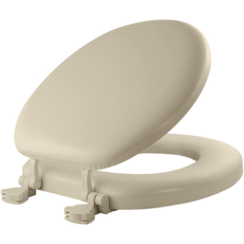 Mayfair by Bemis 15EC 006 Round Cushioned Vinyl Soft Toilet Seat in Bone STA-TITE Seat Fastening System and EasyClean Hinge