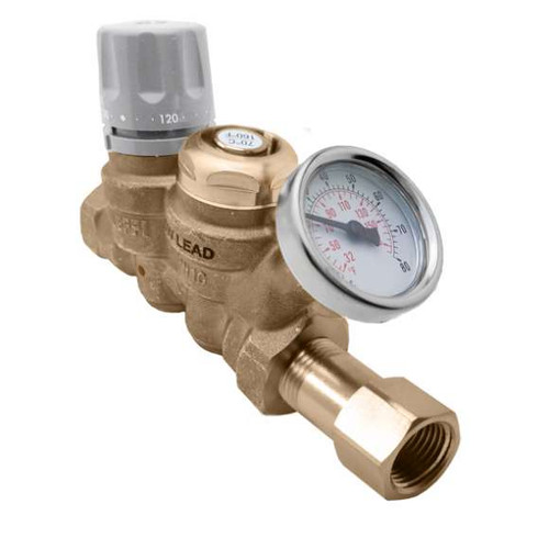 Caleffi 116660AC ThermoSetter Adjustable Thermal Balancing Valve 1" FNPT w/140F thermal disinfection Cartridge w/ Pressure Gauge & Check