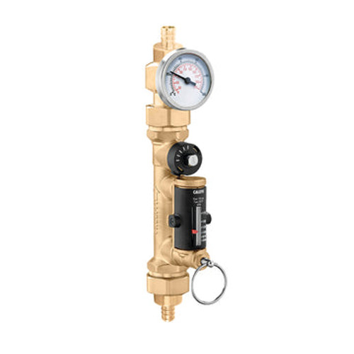 Caleffi 132653AFC QuickSetter+ Balancing Valve w/ Flowmeter Union, 1" Pex Expansion 2 - 7 GPM & Temp Gauge Low Lead