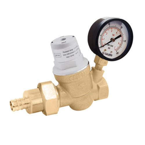 Caleffi 533751HA PressCal Compact PRV ASSE 1003, Single Union 3/4" PEX crimp union in, FNPT out, gauge