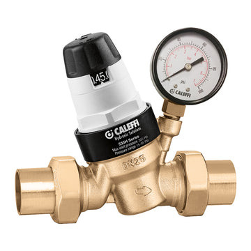 Caleffi 535991HA PressCal PRV ASSE 1003, 2" Sweat w/ Pressure Gauge