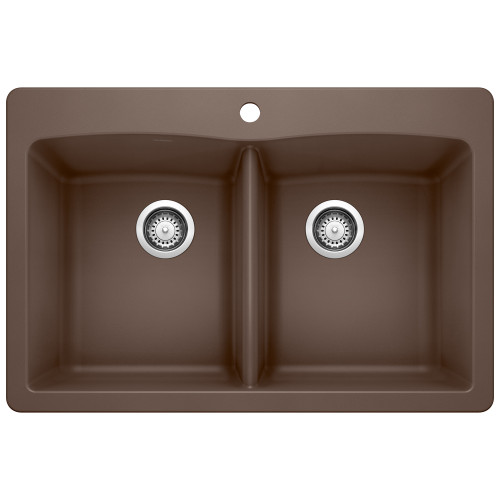 Blanco 440218 DIAMOND Silgranit II Equal Double Bowl Drop In Kitchen Sink: Cafe Brown