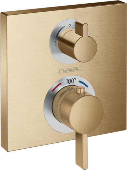 Hansgrohe 15714141 Ecostat Square Thermostatic Trim with Volume Control and Diverter in Brushed Bronze