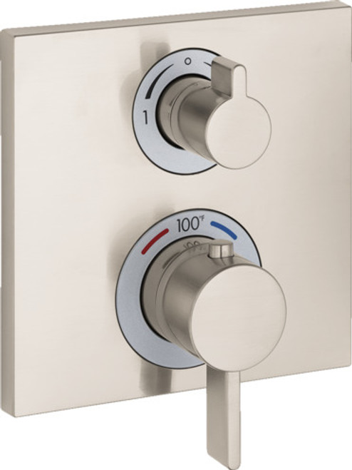 Hansgrohe 15714821 Ecostat Square Thermostatic Trim with Volume Control and Diverter in Brushed Nickel