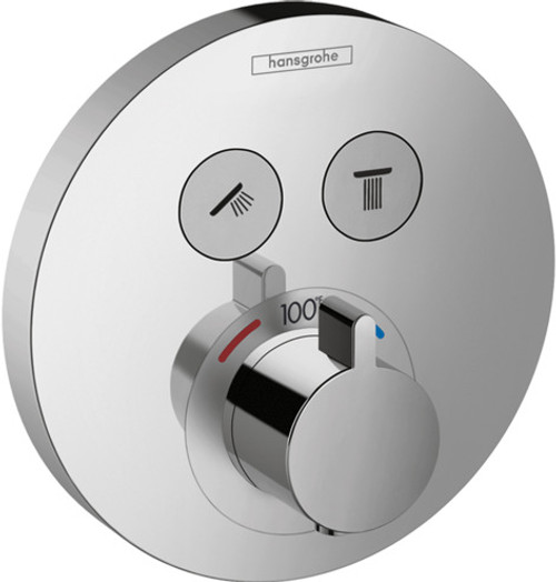 Hansgrohe 15743001 ShowerSelect S Thermostatic Trim for 2 Functions, Round in Chrome