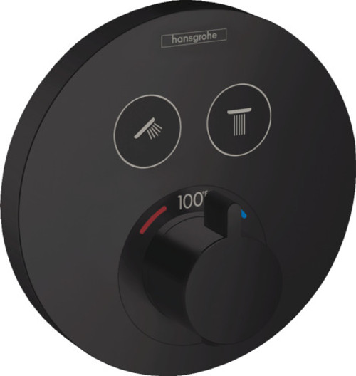 Hansgrohe 15743671 ShowerSelect S Thermostatic Trim for 2 Functions, Round in Matte Black