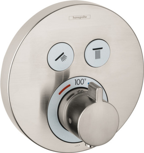 Hansgrohe 15743821 ShowerSelect S Thermostatic Trim for 2 Functions, Round in Brushed Nickel