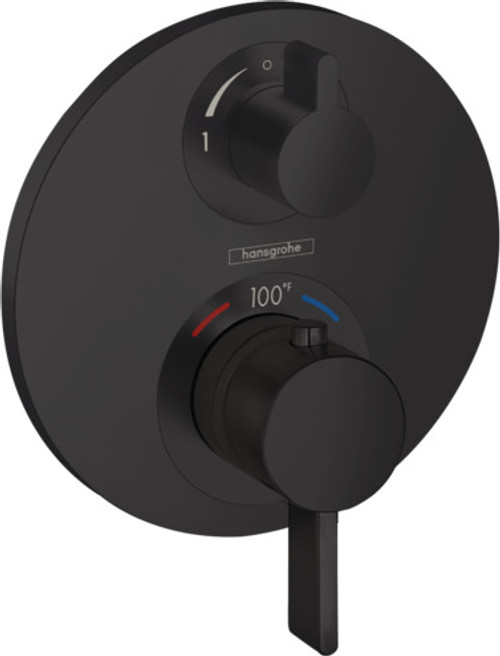 Hansgrohe 15758671 Ecostat S Thermostatic Trim with Volume Control and Diverter in Matte Black