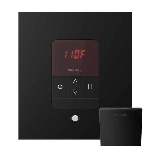 Mr. Steam MSITEMPOSQ-MB iTempo® Square Steam Shower Control in Matte Black with Polished Chrome Bezel