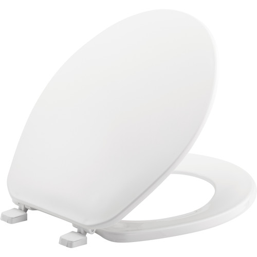 Bemis 70 000 Round Plastic Toilet Seat in White with Top-Tite Hinge