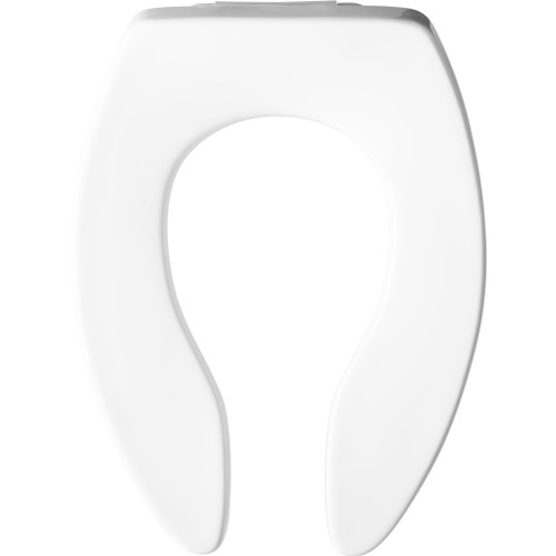 Bemis 1655SSCT 000 Elongated Open Front Less Cover Commercial Plastic Toilet Seat in White with STA-TITE Commercial Fastening System Self-Sustaining Check Hinge