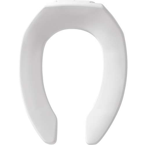 Bemis 10CT 000 Elongated Open Front Less Cover Commercial Plastic Toilet Seat in White with STA-TITE Commercial Fastening System Check Hinge
