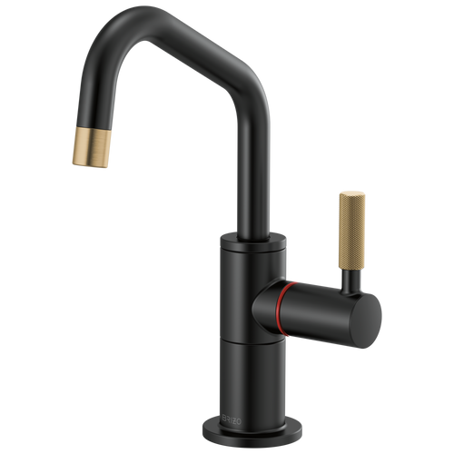 Brizo 61363LF-H-BLGL Litze® Instant Hot Faucet with Angled Spout and Knurled Handle: Matte Black / Luxe Gold