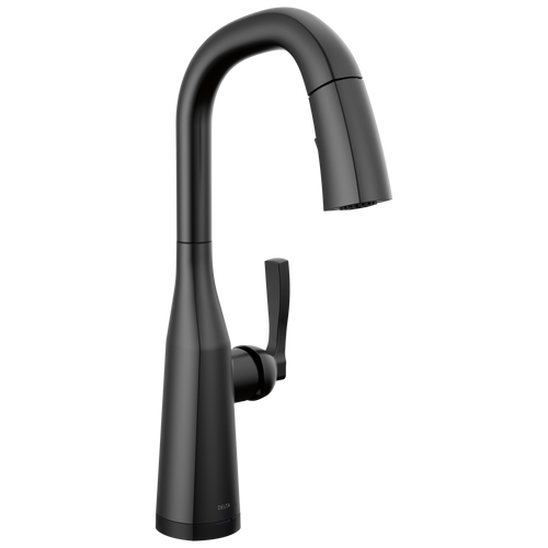 Delta Stryke: Single Handle Pull Down Bar/Prep Faucet with Touch 2O Technology Matte Black
