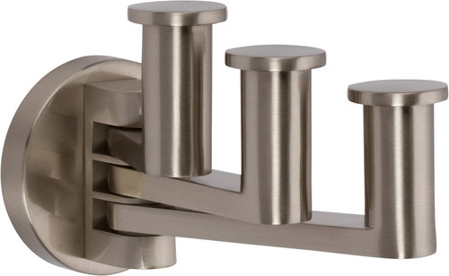 Ginger 4610T/SN Kubic Triple Pivoting Robe Hook, Plain Rosette