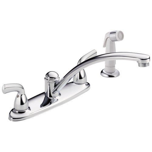 Delta Foundations B2410LF Two Handle Kitchen Faucet with Spray in Chrome Finish