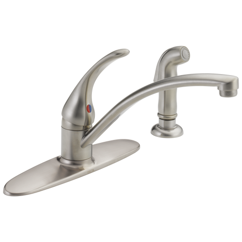 Delta Foundations B4410LF-SS Single Handle Kitchen Faucet with Spray in Stainless Finish