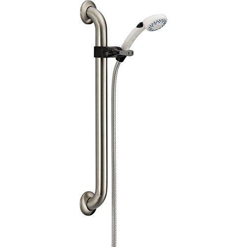 Delta Universal Showering Components 52001-DS Adjustable Slide Bar / Grab Bar 2-Setting Hand Shower in White Finish