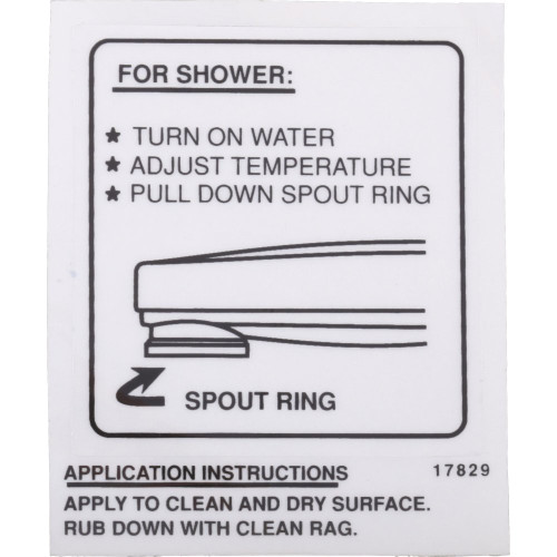 Delta RP17829 Decal - Tub Spout - Pull-Down Diverter