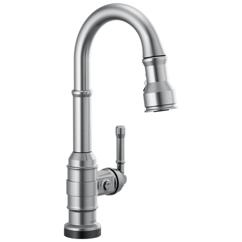 Delta Broderick 9990T-AR-DST Single Handle Pull-Down Bar/Prep Faucet with Touch2O Technology in Arctic Stainless Finish