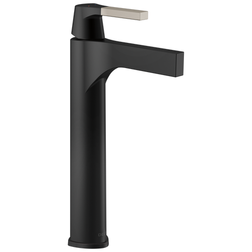 Delta Zura 774-SM-DST Single Handle Vessel Bathroom Faucet in Stainless / Matte Black Finish