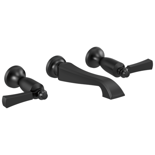Delta Dorval T3556LF-BLWL Two Handle Wall Mount Bathroom Faucet Trim Only in Matte Black Finish