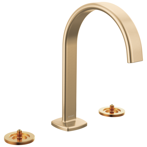 Brizo Allaria 65367LF-GLLHP-ECO Widespread Lavatory Faucet with Arc Spout - Less Handles in Luxe Gold Finish