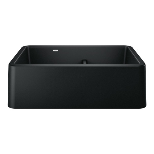 Blanco 402525: Ikon Collection 33" Apron Double Bowl Farmhouse Sink with Low Divide - Coal Black