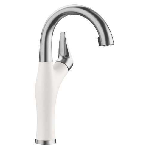 Blanco 526386: Artona Collection 7" Bar Faucet 1.5 GPM - PVD Steel/White