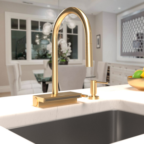 Hansgrohe 73837251 Aquno Select High Arc Kitchen Faucet, 3-Spray Pull-Down, 1.75 GPM in Brushed Gold Optic