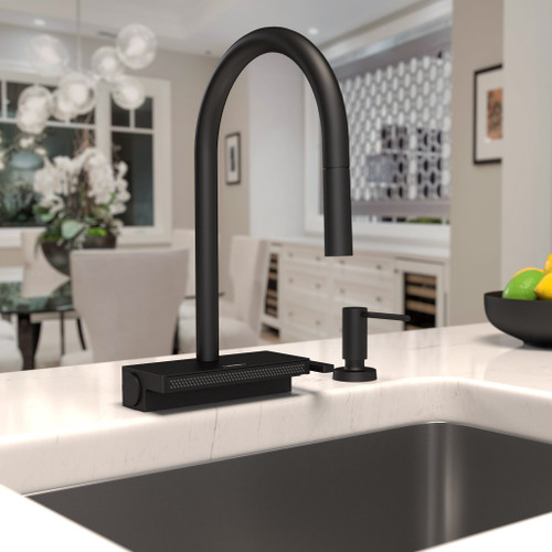 Hansgrohe 73837671 Aquno Select High Arc Kitchen Faucet, 3-Spray Pull-Down, 1.75 GPM in Matte Black