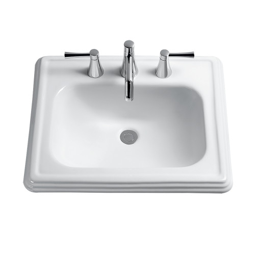TOTO Promenade Rectangular Self-Rimming Drop-In Bathroom Sink For 8 Inch Center Faucets, Cotton White
