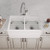 Elkay Fireclay 33" x 19-15/16" x 9", Equal Double Bowl Farmhouse Sink Kit with Filtered Faucet, White
