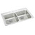 Elkay Lustertone Classic Stainless Steel 33" x 22" x 6-1/2", 3-Hole Equal Double Bowl Drop-in ADA Sink with Perfect Drain