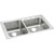 Elkay Lustertone Classic Stainless Steel 37" x 22" x 10", Offset 3-Hole Double Bowl Drop-in Sink