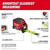 Milwaukee 48-22-0428 25ft Compact Wide Blade Magnetic Tape Measure with Rechargeable 100 Lumen Light
